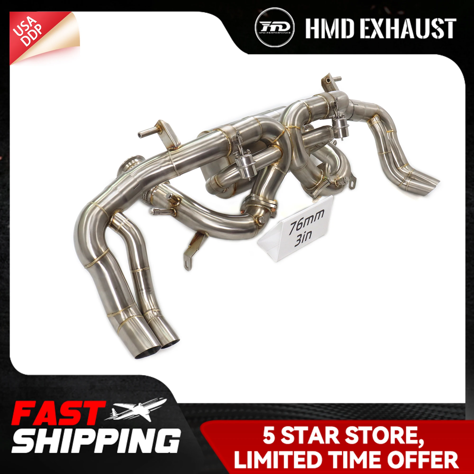 

HMD Catback for Audi R8 V10 5.2L OPF Non-destructive installation Vacuum valves Exhaust system Stainless SS304
