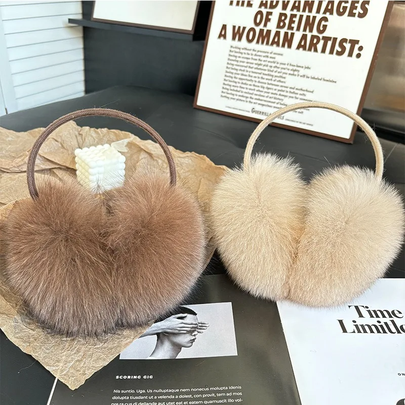 Luxury Winter Fashion Unisex Genuine Mink Fur Earmuffs With Velvet Band Mens Womens Foldable Ear Warmer Real Fur Ear Muff