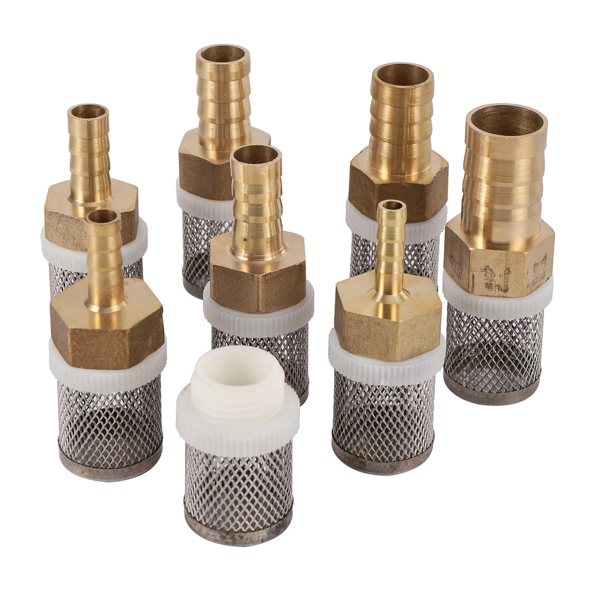 6.5-19mm Barbed Copper Head Water Pump Filter Connector 1.5mm Mesh Pagoda Joint For Fish Tank Water Pump 1/4