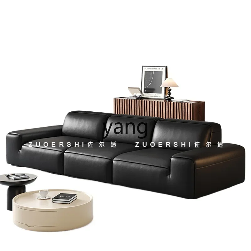 

Lcx minimalist leather sofa small apartment living room modern high backrest black sofa