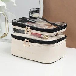 Bolsa de maquillaje portátil para mujer, organizador de artículos de tocador de viaje, bolsa de almacenamiento de cosméticos, estuches de maquillaje impermeables, bolsa de belleza de lavado con cremallera