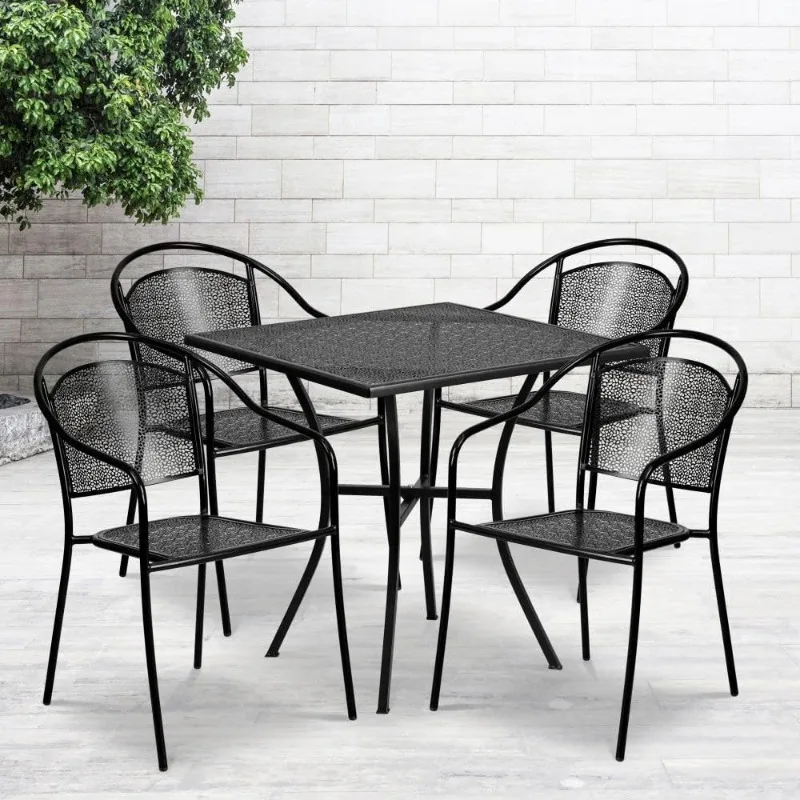 Furniture  Commercial Grade  Square  Indoor-Outdoor Steel Patio Table Set