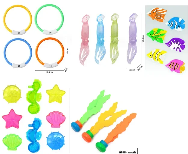 Diving Toys Set Swimming Pool Training Torpedo Water Toy Submerged Diving Diamond Water Suit Children Bath Toys Birthday Gifts