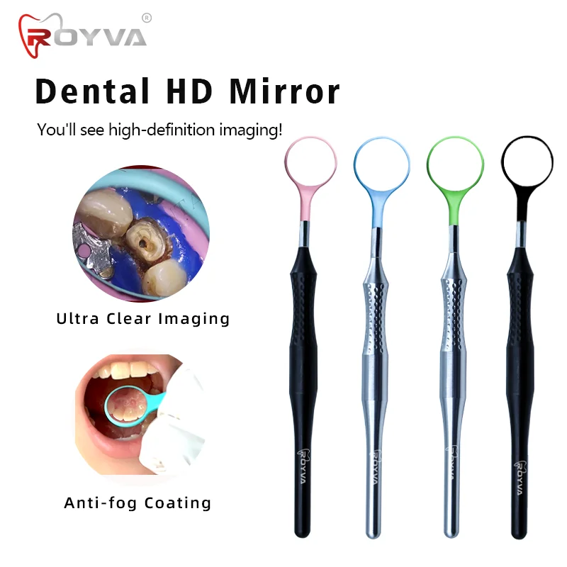 ROYVA 12PCS/Box Ultra Clear HD Mouth Mirror And Aluminum Alloy Handle Anti-fog Hydrophobic HD Autoclavable Oral Dental Prod