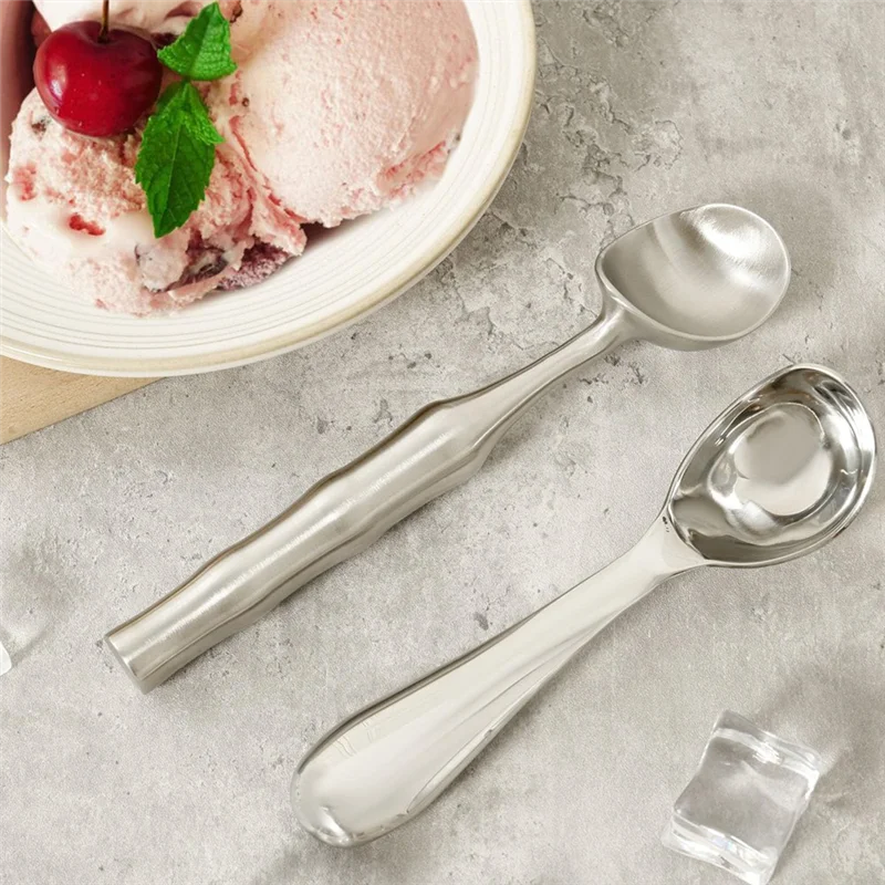 

A70P Dishwasher Safe Ice Cream Scoop 2Pcs 304 Stainless Steel Gelato Scooper Spoon For Home Commercial Use