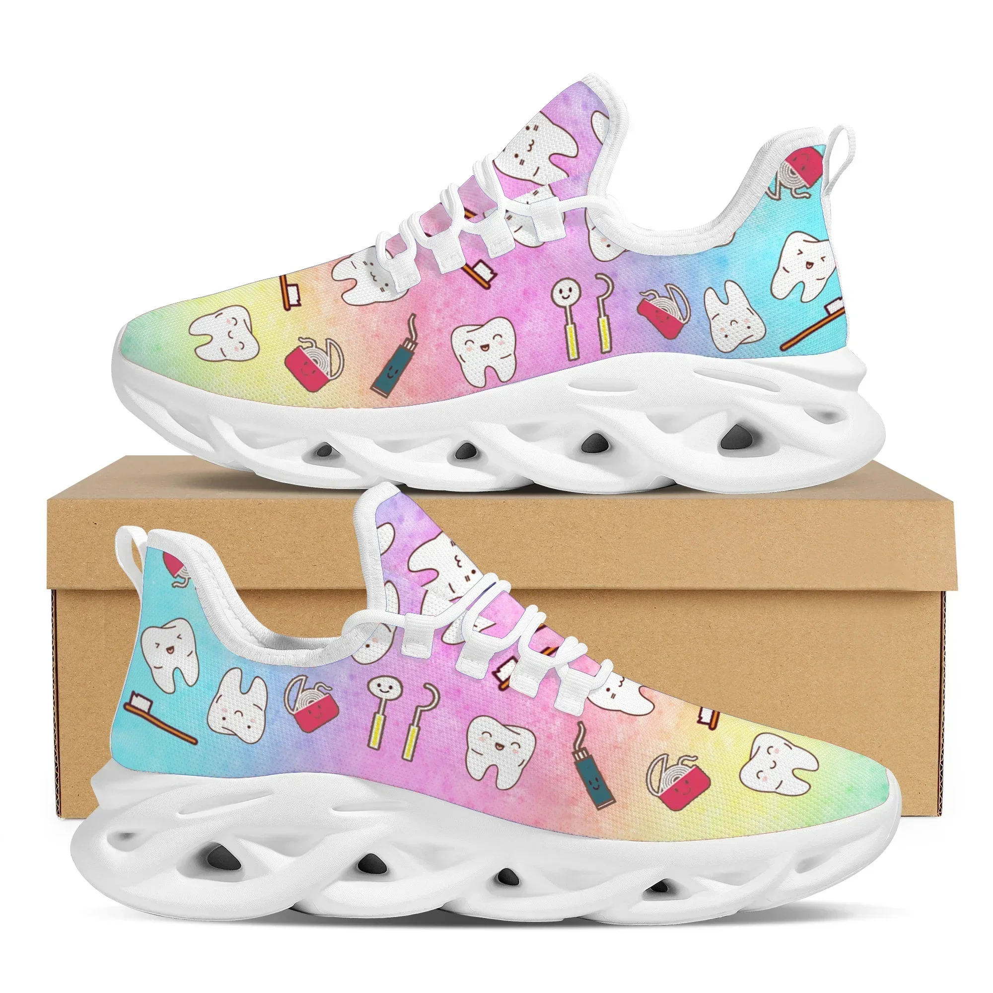 

Уличные нескользящие кроссовки на шнуровке с зубчатым узором, легкие, дышащие, для бега, с дизайном в стиле стоматологии, женские, на плоской подошве