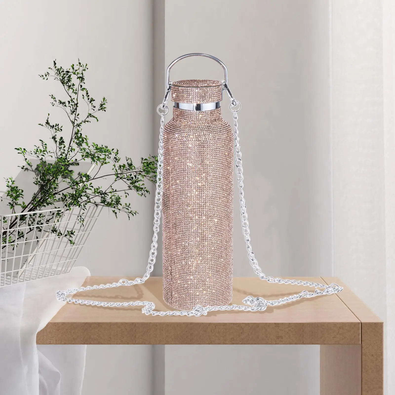 

Bottle, with Chain, 500ml/174 Stainless Steel Insulated Bottle Sparkling Vacuum for Camping Gym Insulation Bottle