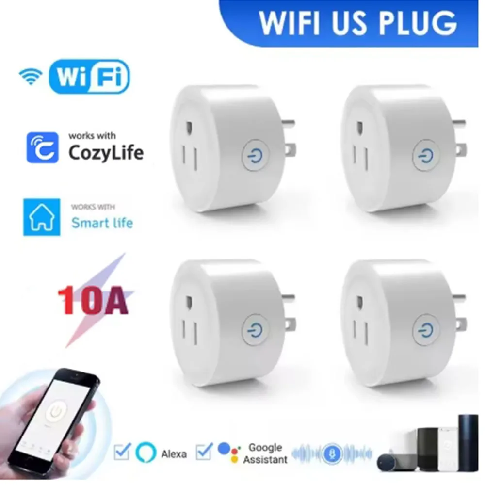 1/2/4 Uds Wifi enchufe inteligente 10A enchufe de EE. UU. Cozylife aplicación remota Control hogar inteligente soporte Alexa Google Home Control de asistente de voz