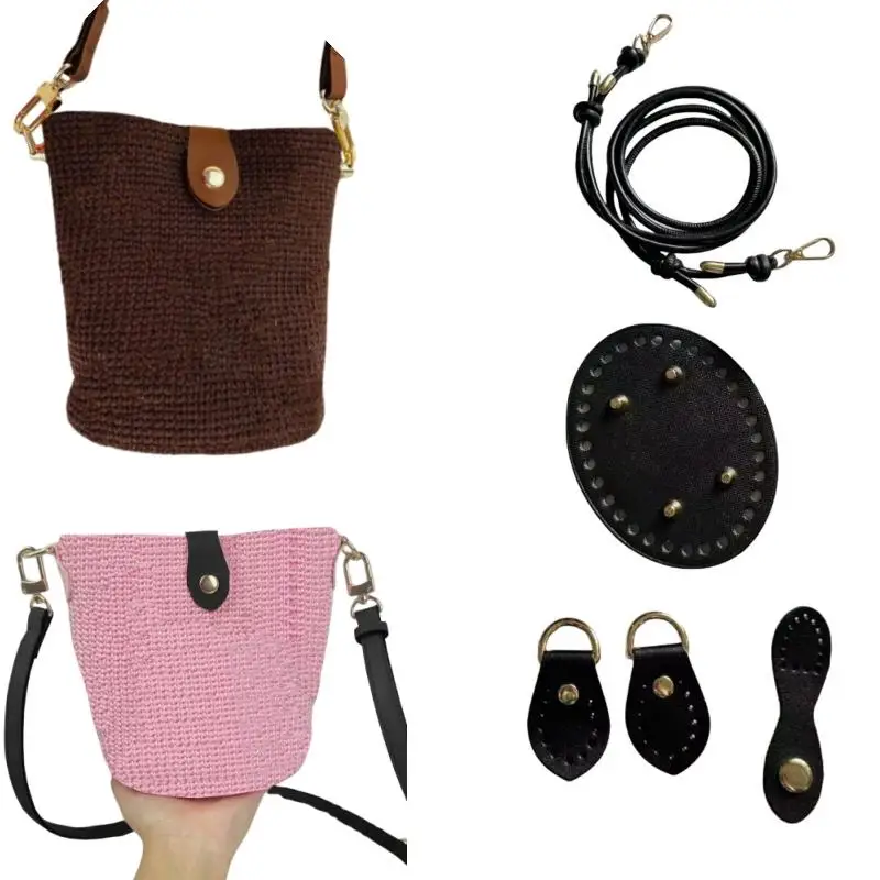 

DIY Bag Material Pack PU leather long bag with bag bottom set Purse Strap Mount Hook Creative handmade bag accessories