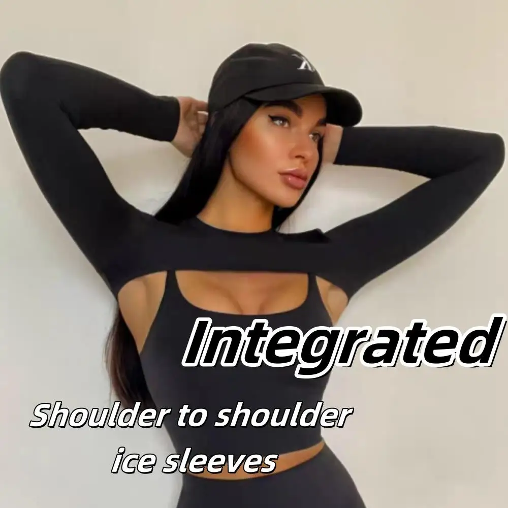 

Women Ice Silk Shawl Sleeve Arm Sunscreen UV Protection Sports Gloves Running Fishing Cycling Cropped Cape Long Sleeve Crop Top