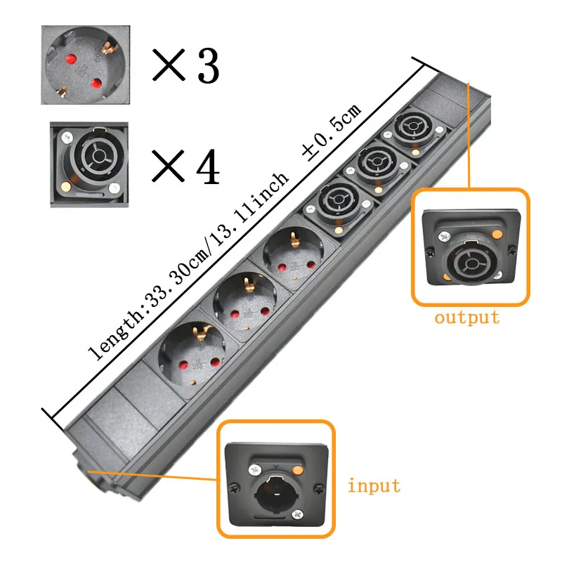 NAC3FPX NAC3MPX EU PDU Stekkerdoos Schuko Powerlink box audio 3P luchtvaart EU-aansluiting 1-12AC