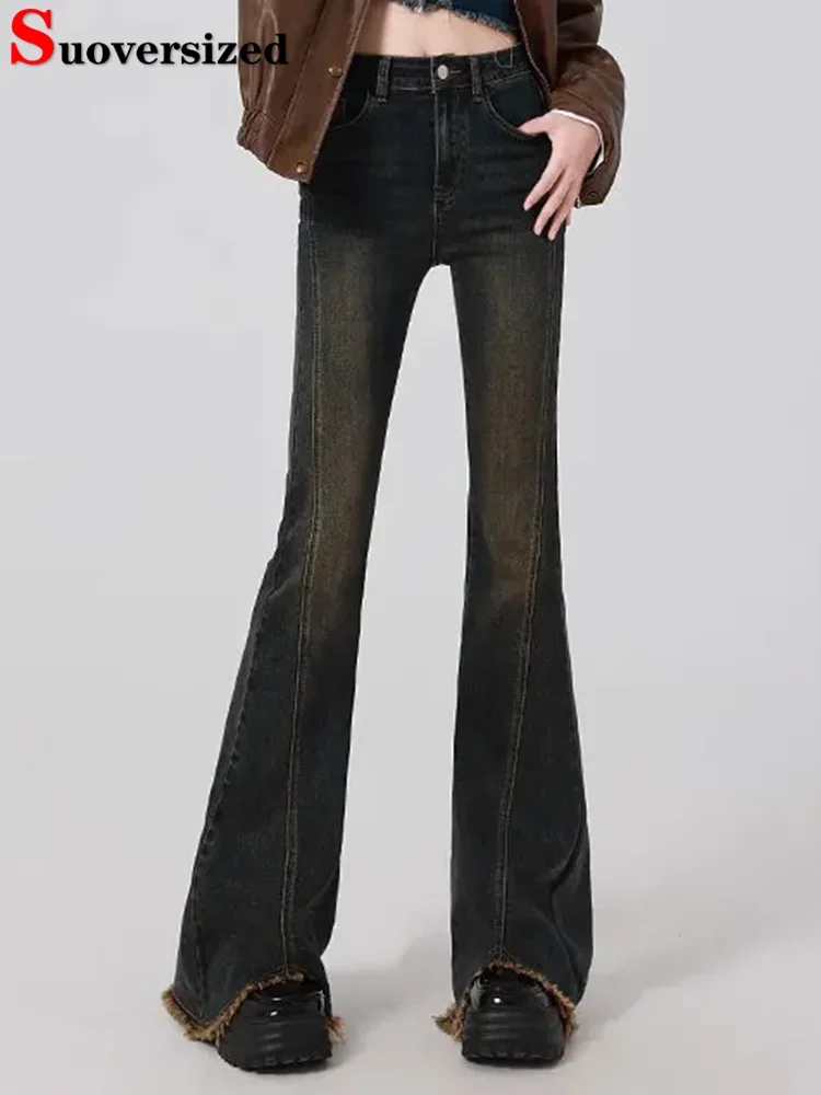 

Women Vintage Skinny Flare Jeans Korean Fashion High Waist Boot Cut Denim Pants Casual Streetwear Slim Stretch Y2k Vaqueros New