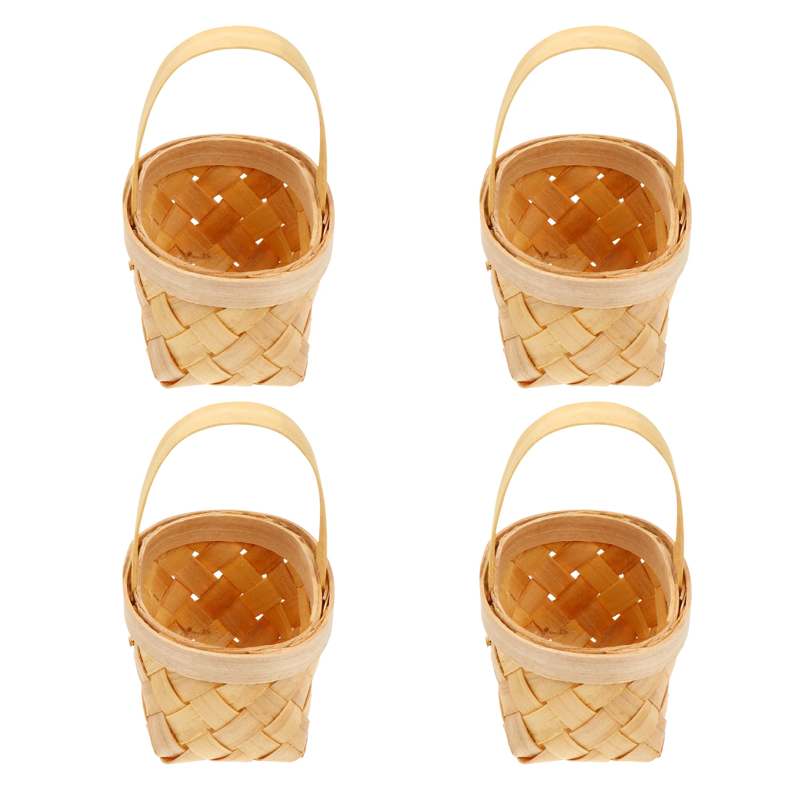 

4 Pcs Small Hand Woven Basket 6 5x4 5x4 cm Portable Wood Flower Arrangement Storage Home Decor Wedding Party Gift