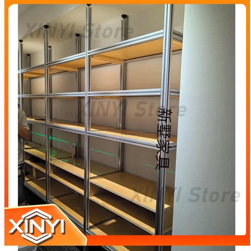 Aluminum Profile Display Shelf for Nordic Ocean Board Storage Rack Light Luxury Multi-Tier Bookshelf and Display Stand