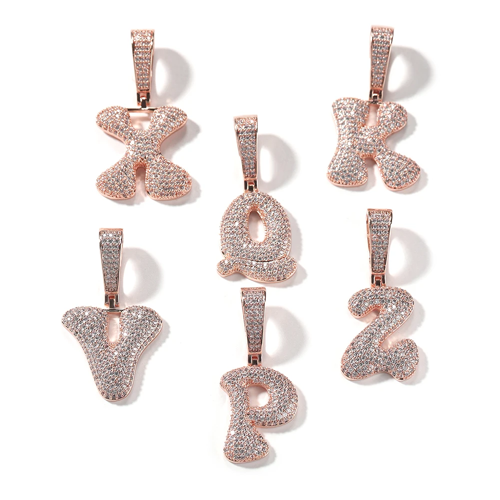 Uwin Name Necklace Custom Chunky Balloon Bubble lnitial Letter Alphabet Pendant Choker Necklaces For Women Personalized Jewelry