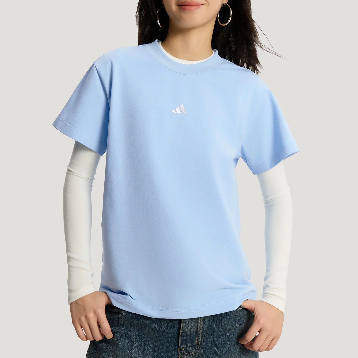 Adidas genuine summer women's round neck knitted soft and simple short sleeved T-shirt KX2764