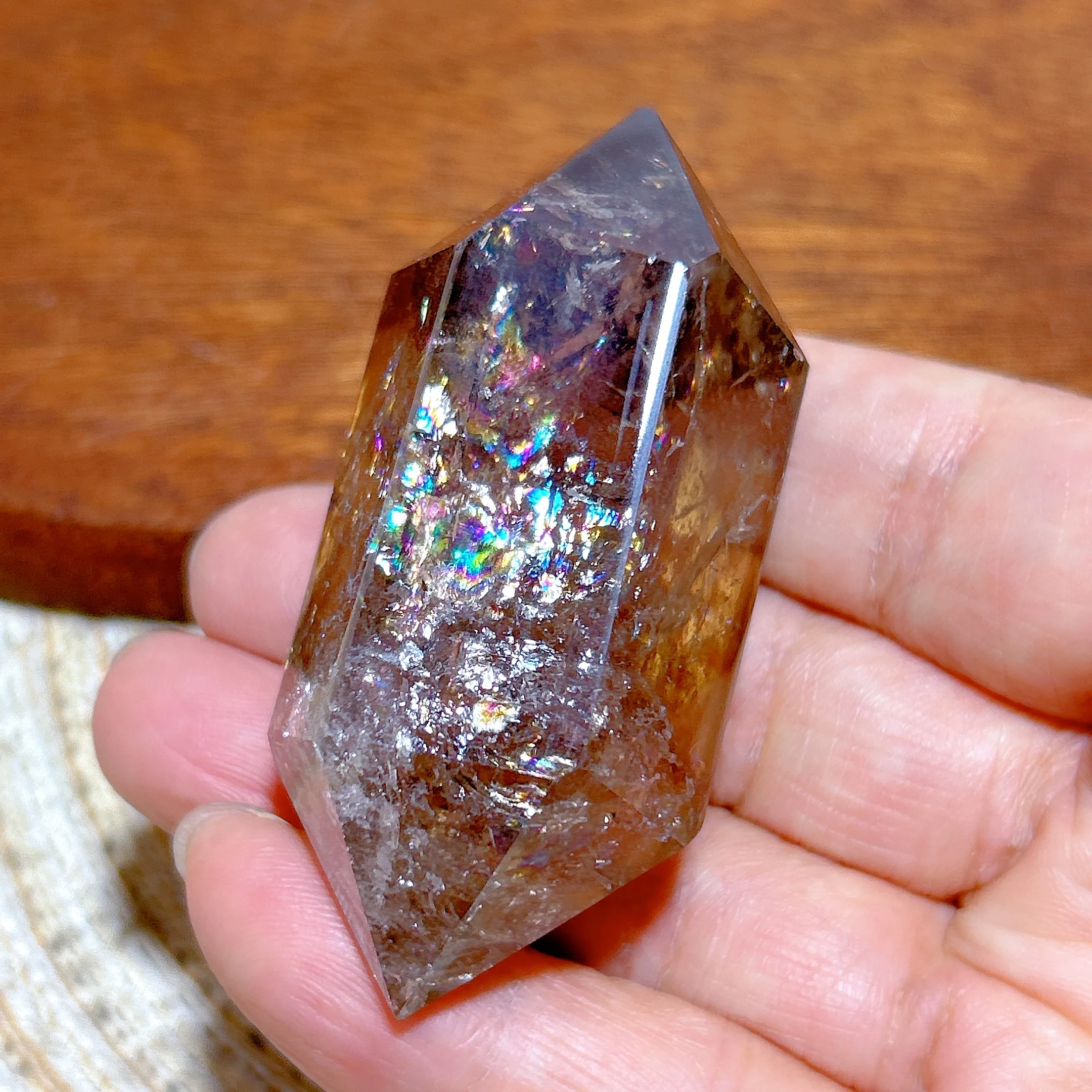 Healing Natural Crystal Smokey Quartz Double Point Tower High Quality Brazil Rainbow Gemstones Mineral Home Decoration Gift