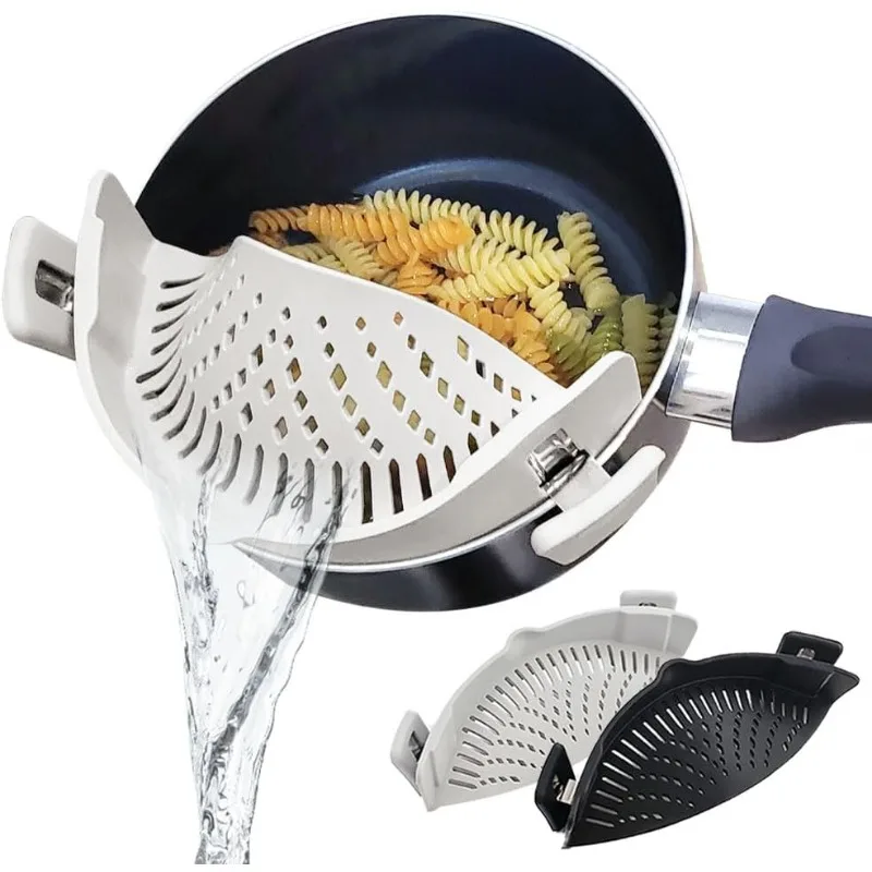 Colador con Clip para todas las ollas y sartenes, colador de Pasta de silicona, colador plegable para fideos, verduras y espaguetis, 1 ud.