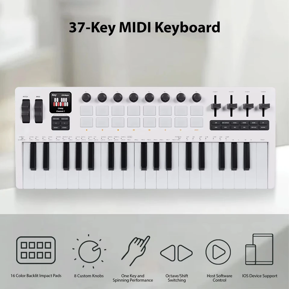 M-VAVE SMK-37 Pro Keyboard MIDI Controller w/Built-in Synthesizer