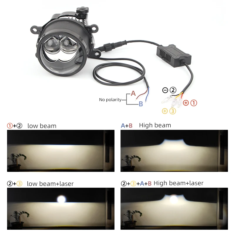 3.0 Bi Laser Fog Lights Lens Led Projector Warm White 4300K Universal 12v 9005 H11 Led 3 Inch Fog Lamp Headlight Bulb
