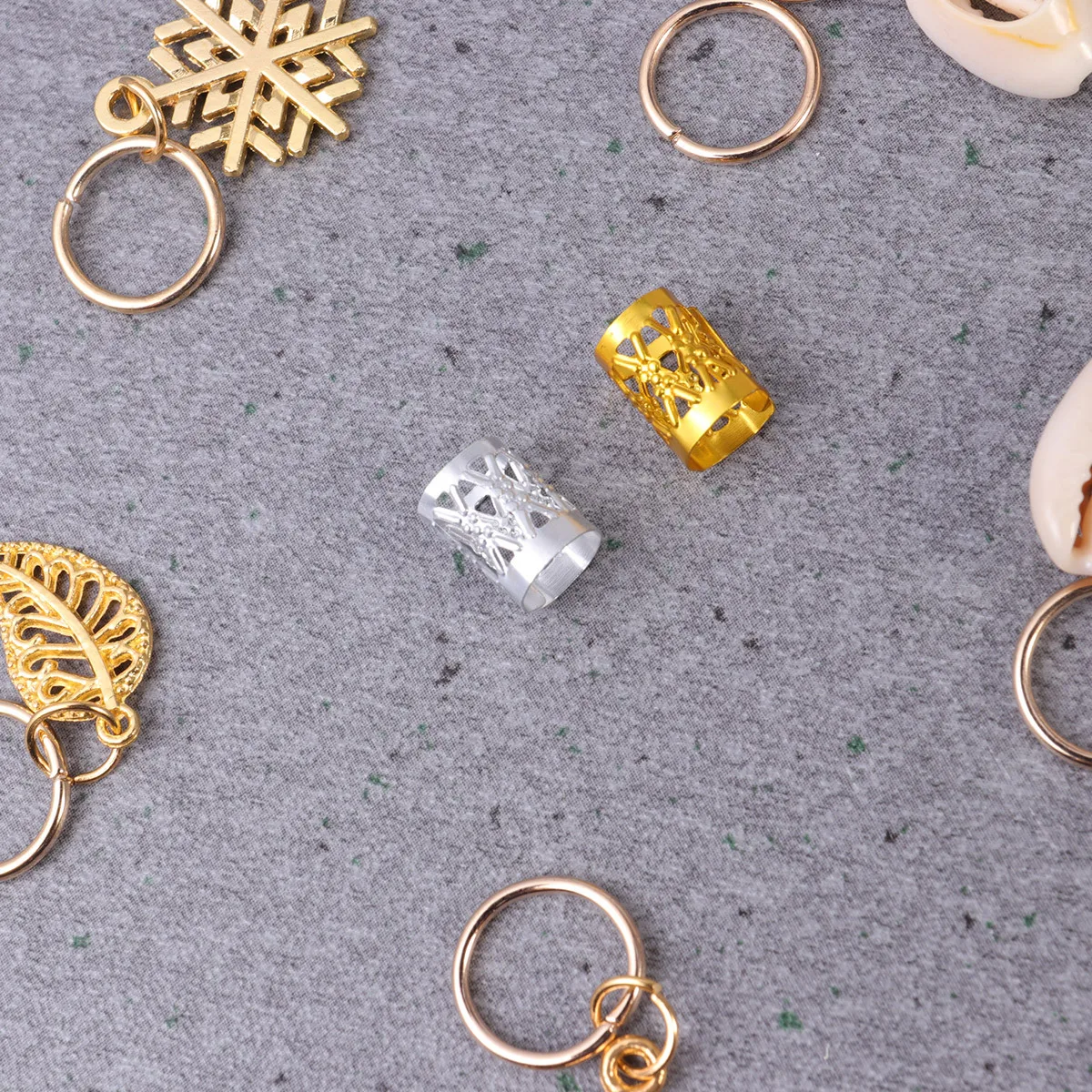 

80Pcs Star Hair Decorations Cuffs Rings Pendants Copper Plated Antirust Hardwearing Easy Manipulate Festivals Parties