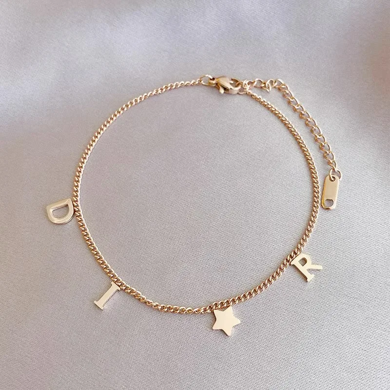 Yupsk nueva moda letra estrella colgante pulsera mujer Simple Vintage pulsera de acero inoxidable joyería de lujo accesorios regalos