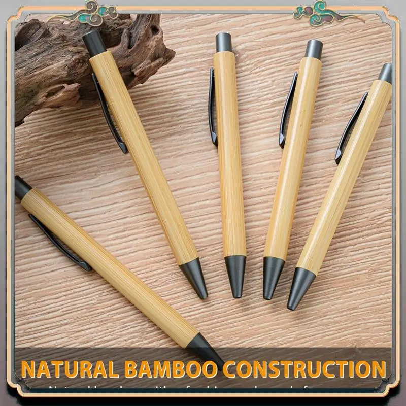 Durable 100Pcs Bamboo Pens Bulk Wooden Bamboo Pens Engraving Wooden Ballpoint Pen Gift Pen Bulk Easy To Use High Guality