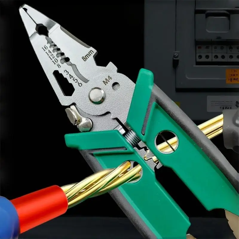 كماشة كهربائي معالجة الأسلاك متعددة الأغراض - شريط، سبليت وقطع، 14 وظيفة في 1 #4