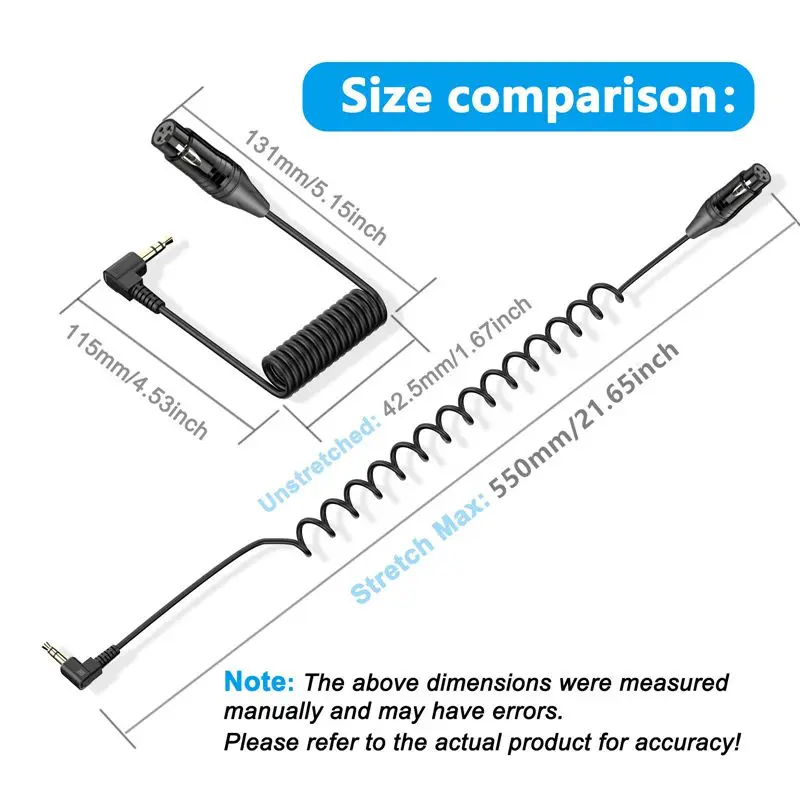 Spring Retractable 3.5mm Stereo Male 90 ° to XLR 3Pin Male And Female Cable Microphone, Mobile Phone MP3 Player, Tablet Computer