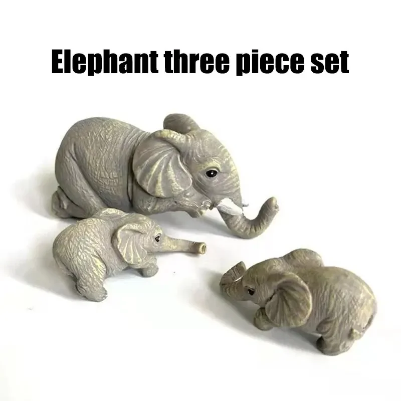 3 pz/set Elefante Sitter Figurine Dipinte A Mano, Madre di Dimensioni E Due Neonati Appesi Al Bordo di Una Mensola O Tavolo, Resina