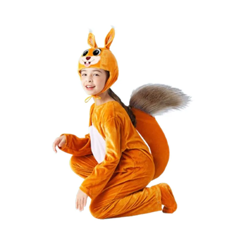 

Костюм-комбинезон с изображением мультяшной белки для детей, 2 цвета, одежда в виде животных, для сценических представлений, забавные костюмы для косплея на Хэллоуин, детские костюмы