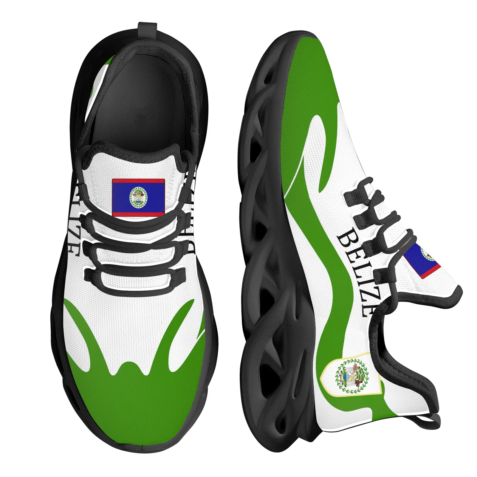 

Belize Flag Design Lush Green Mahogany Tree National Emblem Print Lightweight Sneakers Platfrom Mesh Shoes Flats