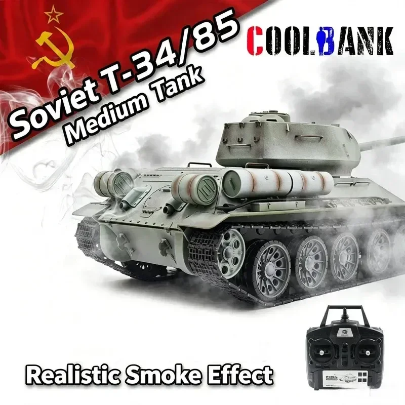 Henglong Soviet T34-85 3909 Snow‑White 1/16 Remote Control Metal Tracked Tank 7.0 Version Infrared Battle Electric RC Model Toy view 3