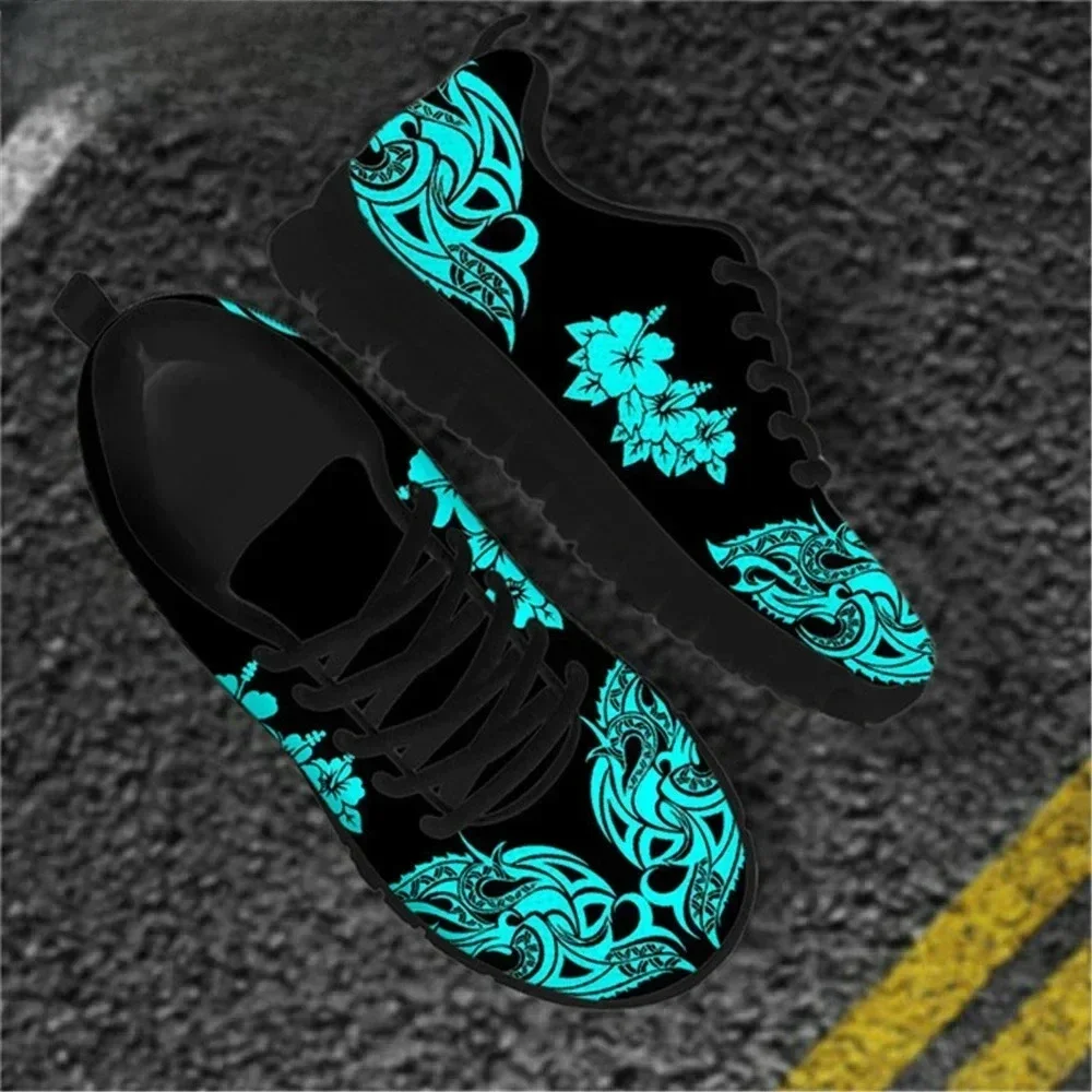 

Традиционная африканская женская обувь, женские спортивные туфли из сетки с цветочным полинезийским дизайном, модные женские кроссовки для бега