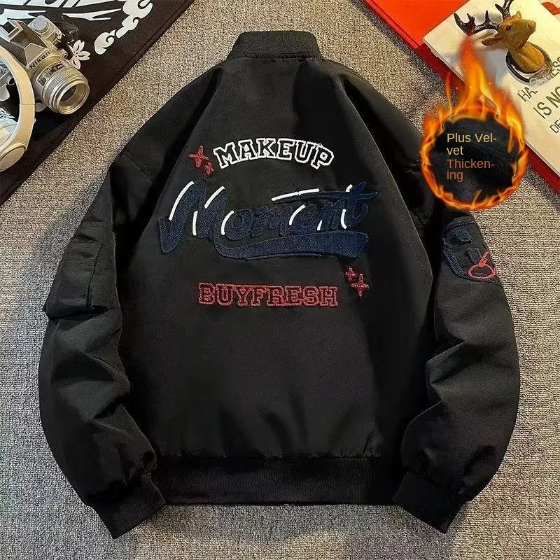 

Новая весенне-осенне-зимняя американская куртка-пилот, модная брендовая мужская и женская плюшевая бейсбольная куртка с принтом для пар