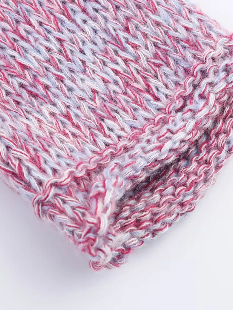 NLZGMSJ mujeres 2025 Otoño Invierno Vintage manga corta mujeres Color bloqueado suéteres de punto cálido mujer moda dulce jerseys ﻿