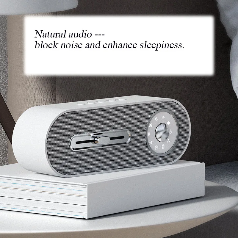 White Noise Bluetooth Speaker Plastic Two Speed Timing Sleeping Sound Desktop Subwoofer with 8 Sounds of Nature