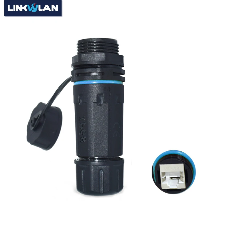 Linkwylan pannello frontale montabile M23 Cat6 schermato IP68 connettore RJ45 impermeabile adattatore di prolunga per cavo LAN di rete esterna