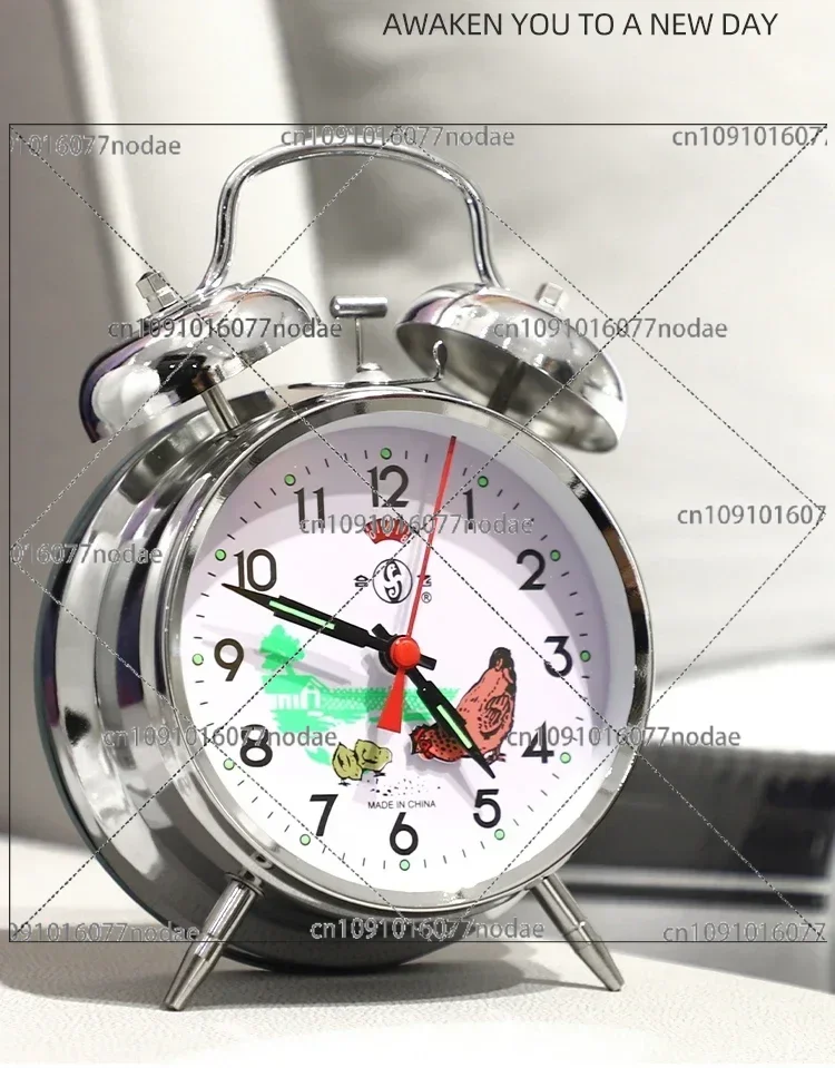 

Будильник, винтажные механические ручные настольные часы, настольные часы для украшения спальни, металлические прикроватные часы, курица, пенка, рис