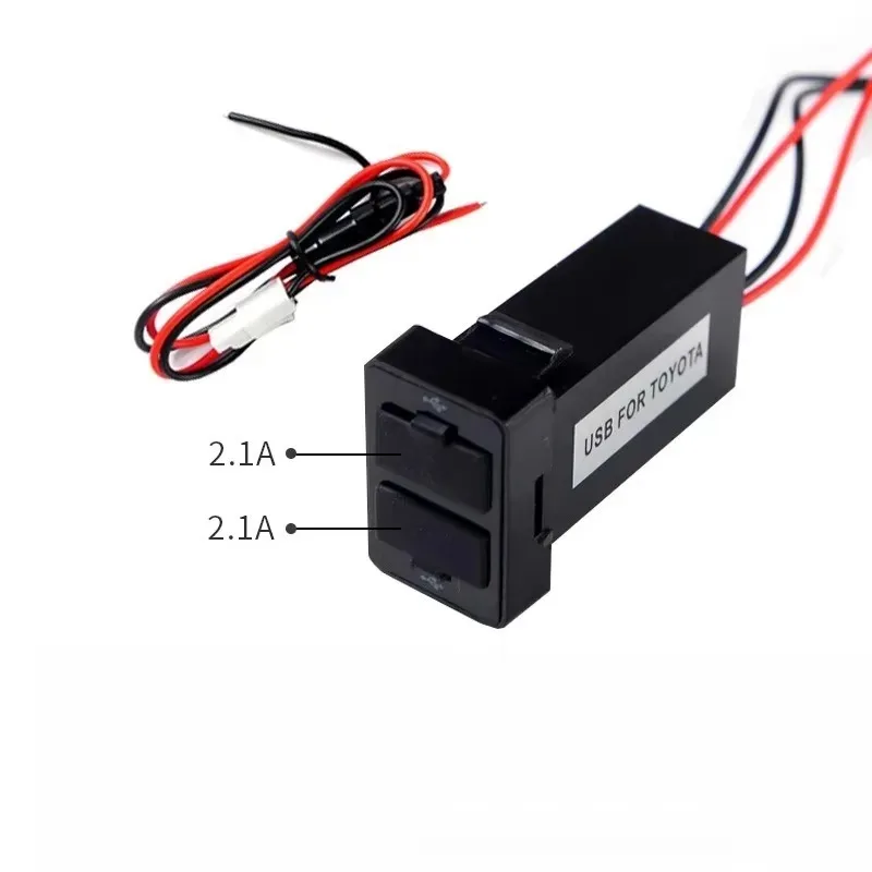 Poer 1pcs for Toyota 12V-24V 2.1A Car Power Adapter Dual USB Port Charging Socket Fits