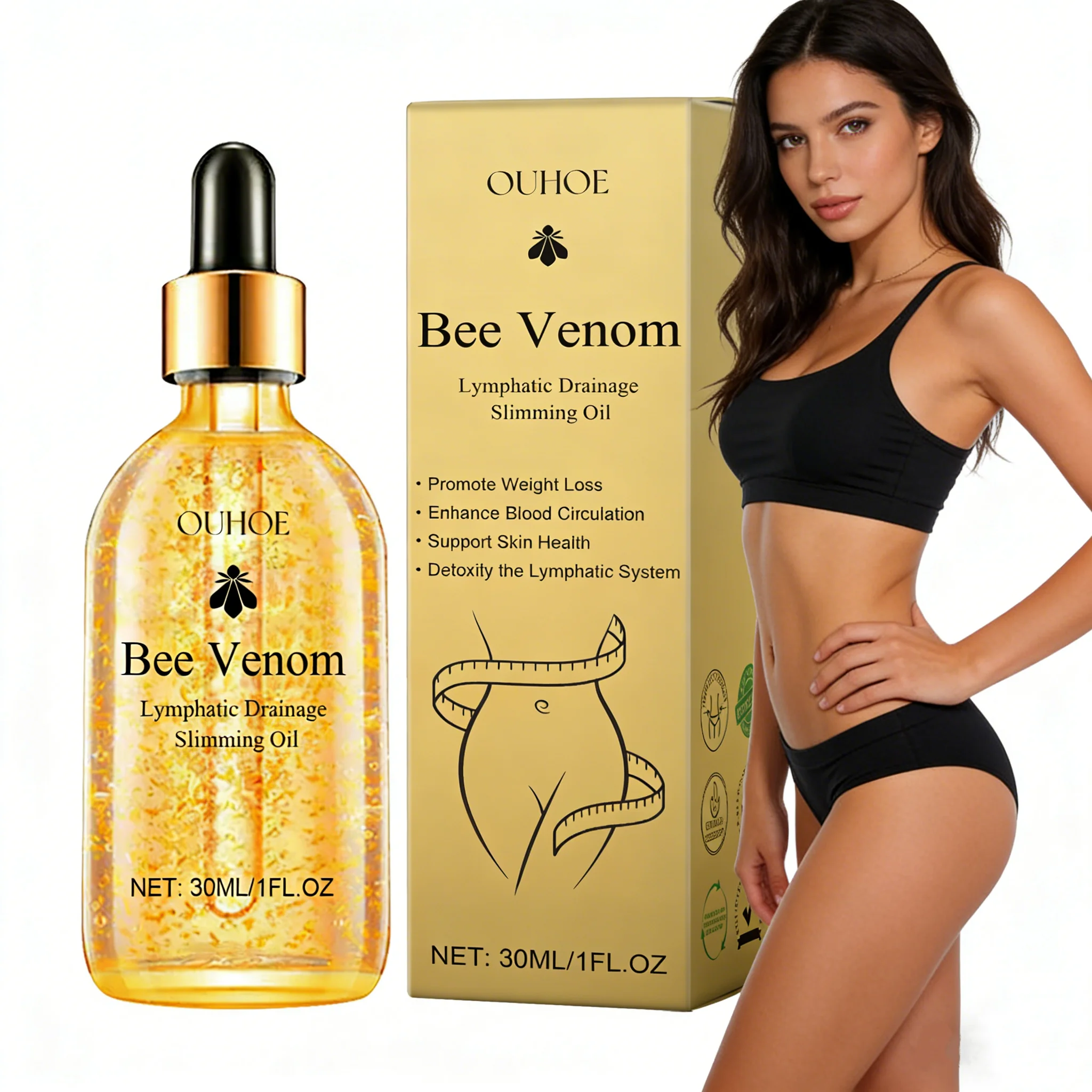 Bee Venom Slimming Oil Lymphatic Drainage Weight Loss Body Firming Tightening Hydrating Fat Burning Anti Cellulite Massage Oil
