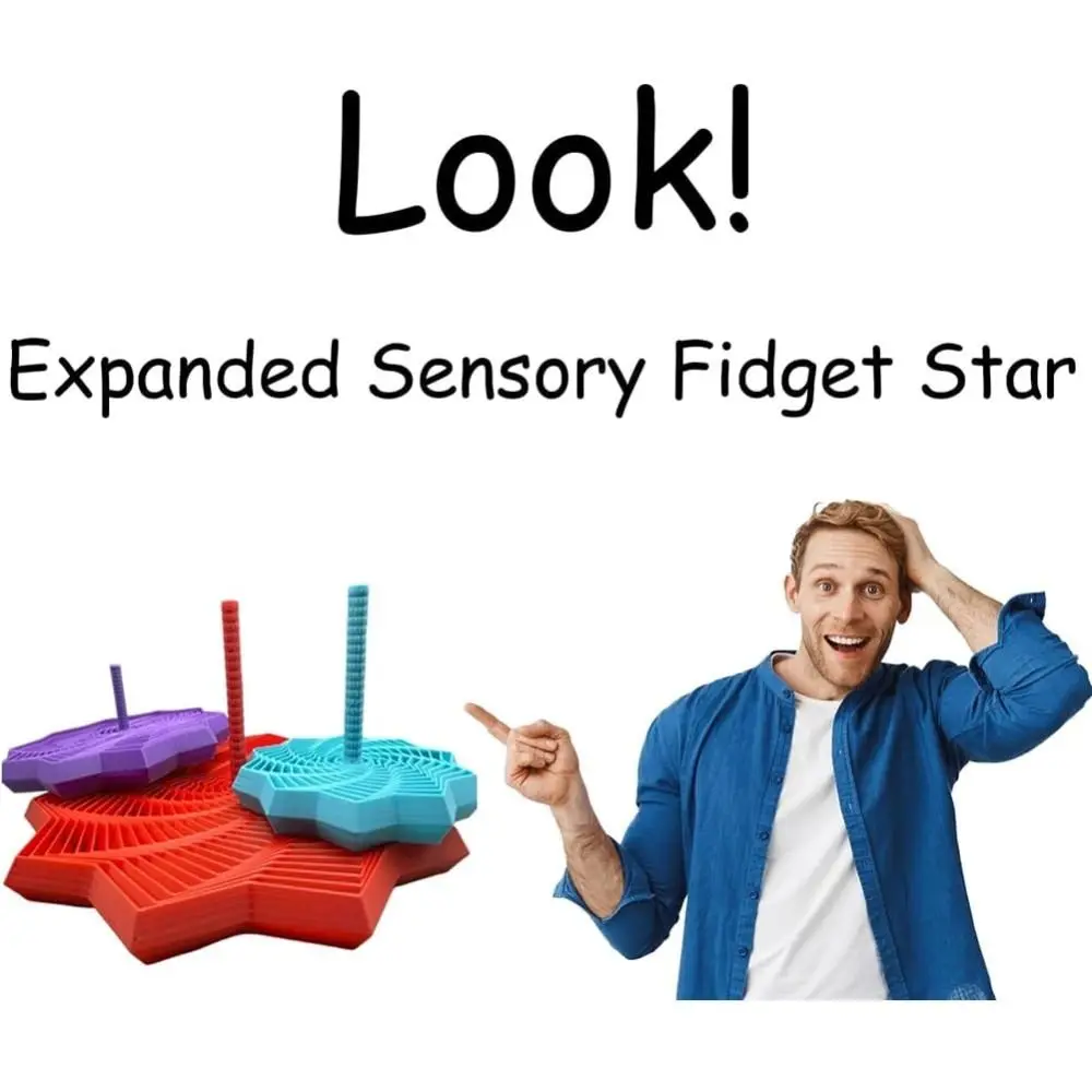

PLA Expanded Sensory Fidget Star 3D Printed with Handles Fractal Fidget Hexagon Stress Relief Whirling Spiral Fidget Toy