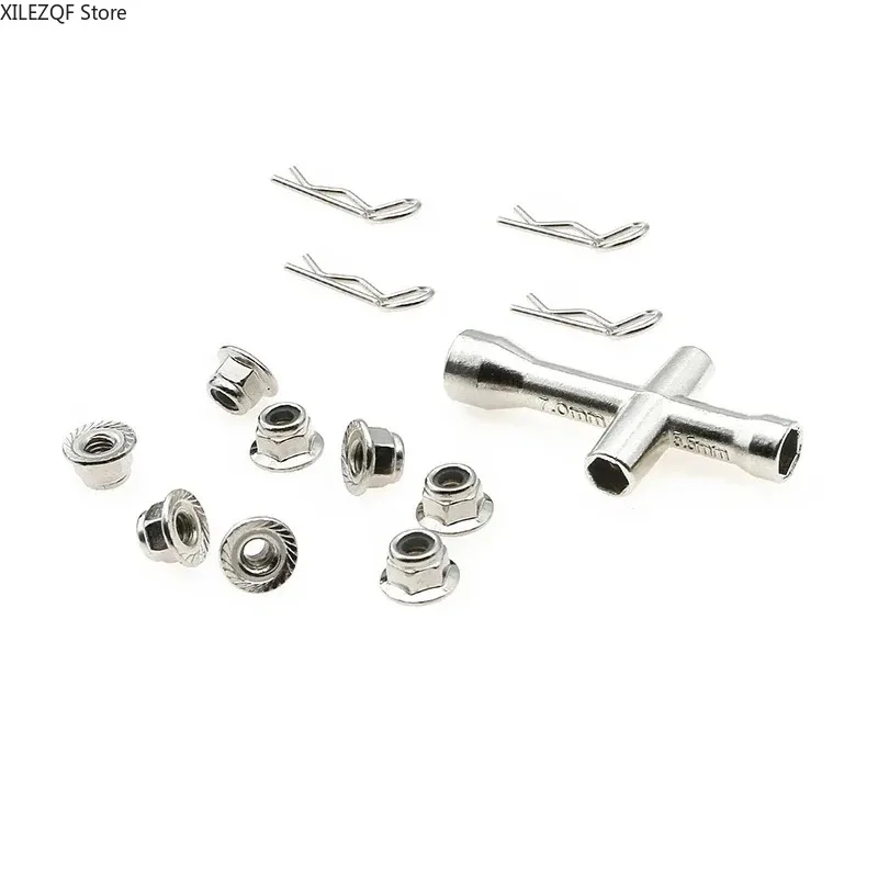 XILEZQF 1 set Metal M4 Flange Lock Nuts Anti-skip Hex Wheel Adapter For 1/10 1/8 1/14 RC Car Truck CrawlerHSP SCX10