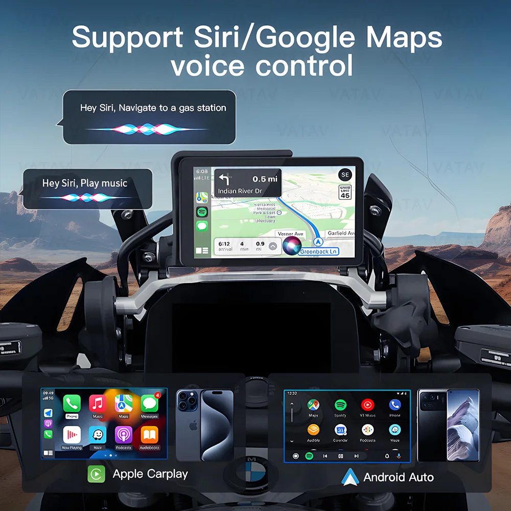

For BMW R1200GS R1250GS R1300GS 6 inch Touch Waterproof Anti-glare Portable Motorcycle Navigator CarPlay Android Auto