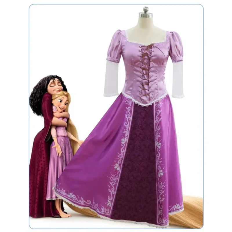 Disfraz de Rapunzel para niñas adultas, carnaval, fiesta de Halloween, disfraz de Cosplay, disfraz de princesa Rapunzel enredado para mujeres, morado