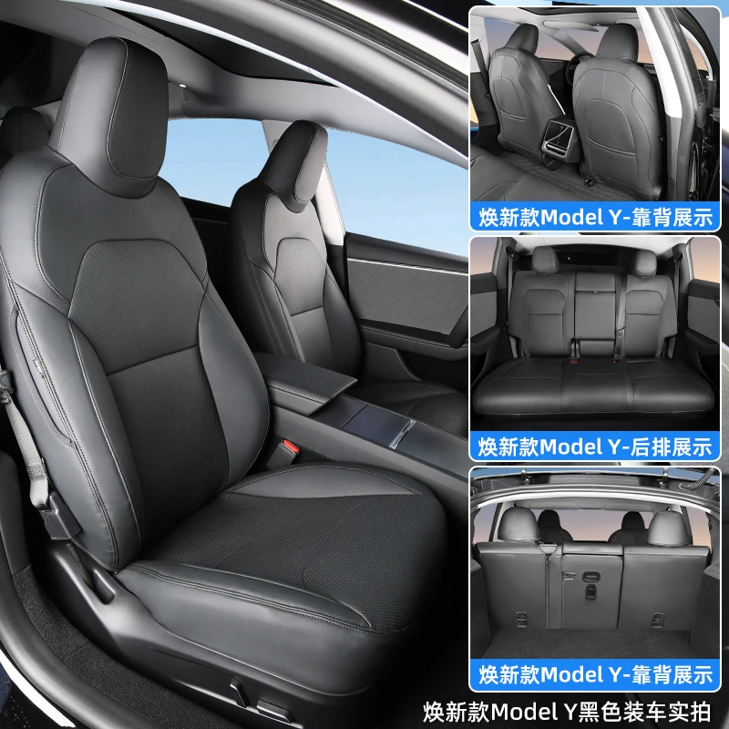 Full Set Seat Covers For Tesla Model Y juniper, Leather Car Seat Cover Seat Cushion Protector Replacement - view 3
