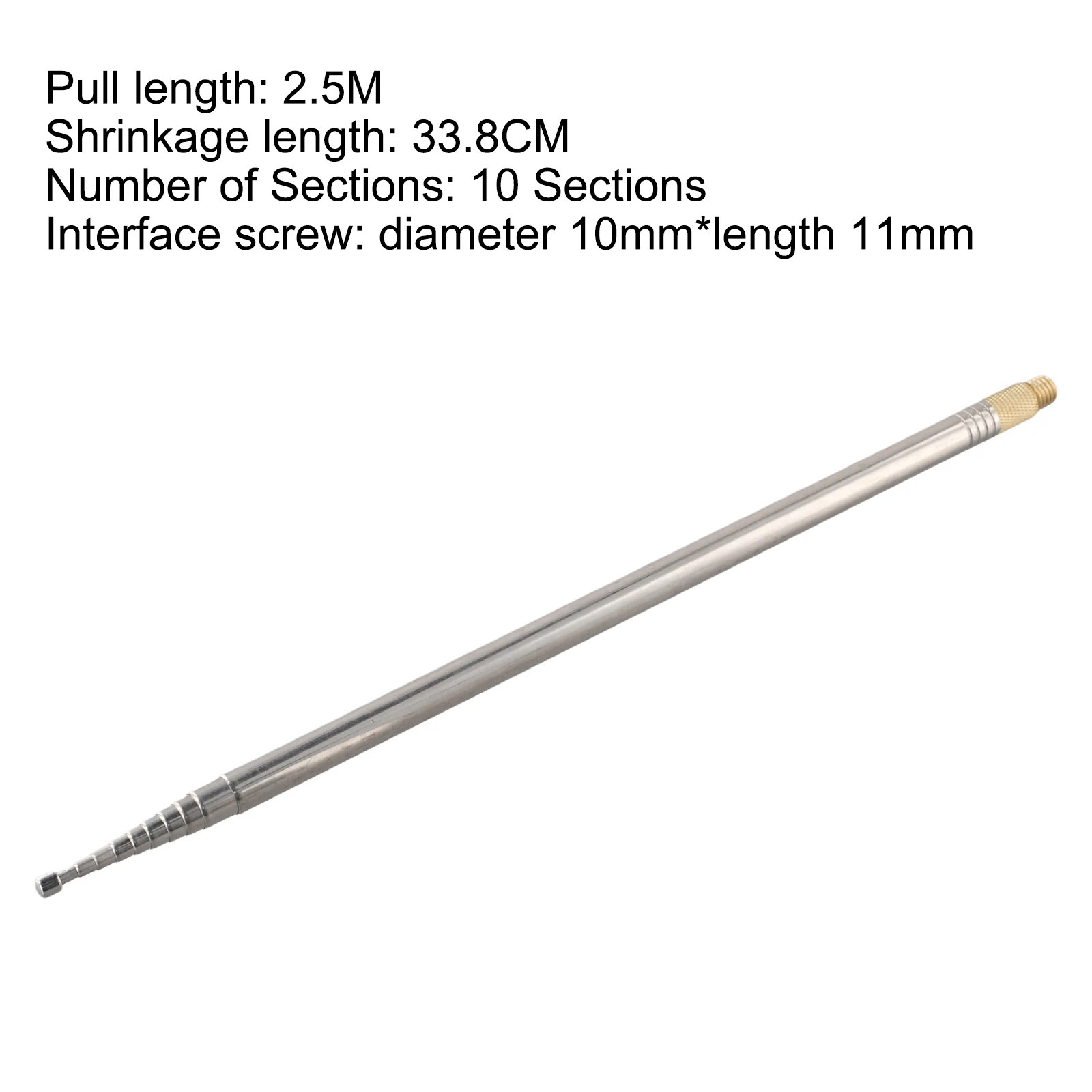 DIY Shortwave Antenna 2.5m Whip Antenna DIY Radio Projects 304 Stainless Steel Contracted Length 33.8CM High Quality Materials