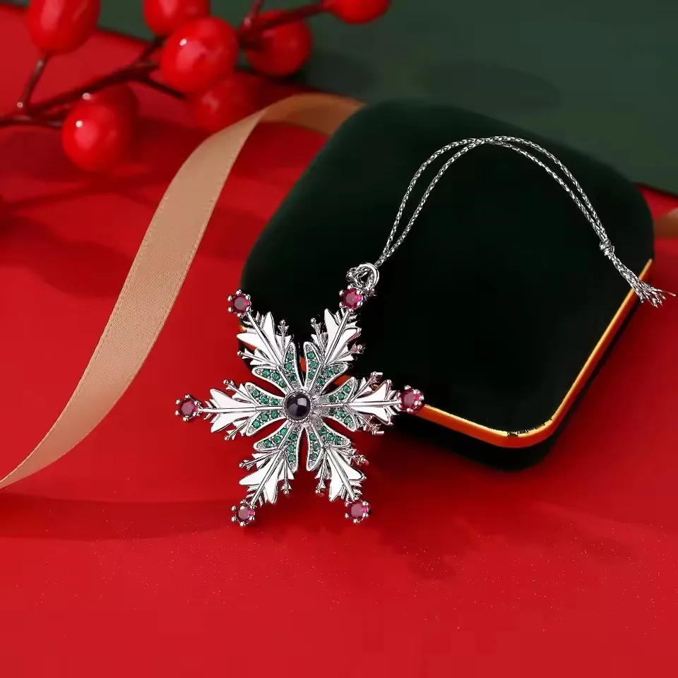Ribbon Valentine's Day Memorial Gift Personalized Christmas Charm Custom Picture Pendant Snowflake Projection Photo Ornament
