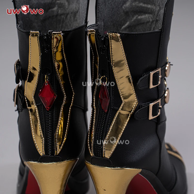 UWOWO Game Genshin Impact Cosplay Fatui Harbinger The Knave Arlecchino Costume Shoes Boots