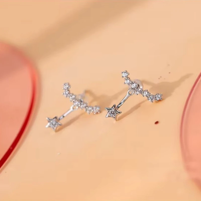 New Hot Fashion 925 Sterling Silver Crystal Star Earrings for Women Girls Gift Fashion Statement Jewelry